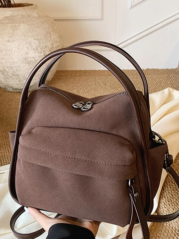 Bolso de Hombro de Cuero de PU Gamuza Mate Retro para Mujer Bolso de Bandolera Cuadrado Minimalista Bolso de Mano Chic