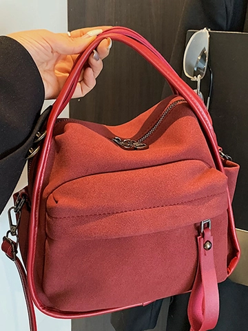 Bolso de Hombro de Cuero de PU Gamuza Mate Retro para Mujer Bolso de Bandolera Cuadrado Minimalista Bolso de Mano Chic