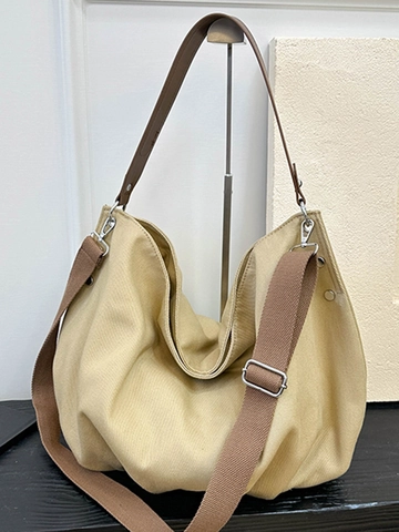 Vintage Schlichte Lässige Canvas Hobo Tasche Für Damen Große Kapazität Pendler Tote Bag Mode Schulter Crossbody Tasche Mit Nähten