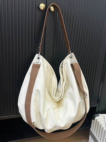 Vintage Schlichte Lässige Canvas Hobo Tasche Für Damen Große Kapazität Pendler Tote Bag Mode Schulter Crossbody Tasche Mit Nähten