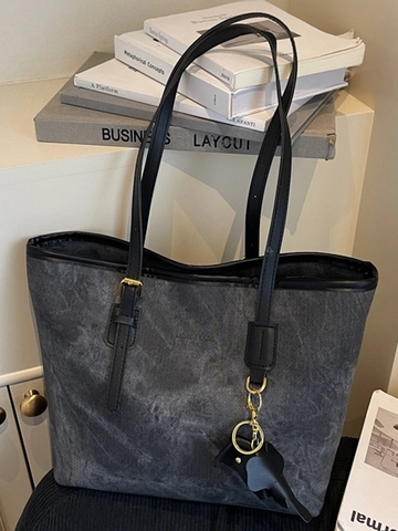 Mode Damen Große Kapazität Tote Bag Marmormuster PU Leder Umhängetasche Lässige Pendler Unterarmtasche Mit Elefantenanhänger