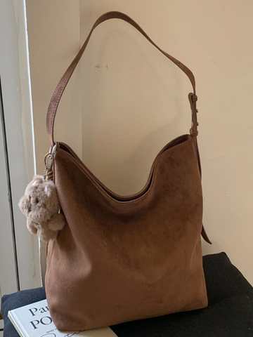Vintage Wildleder Große Kapazität Hobo Tasche Für Damen Lässig Weich Tote Schultertasche Retro Urban Minimalistisch Handtasche