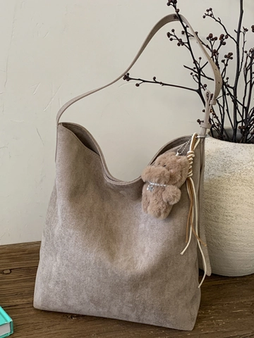 Vintage Wildleder Große Kapazität Hobo Tasche Für Damen Lässig Weich Tote Schultertasche Retro Urban Minimalistisch Handtasche