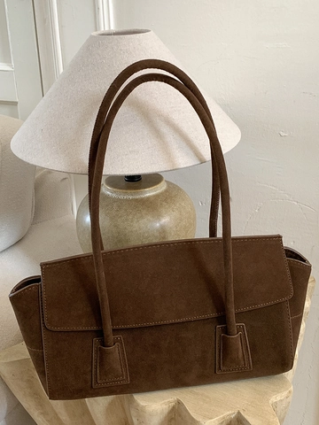Sac Fourre-Tout Vintage Aspect Daim PU pour Femmes Grande Capacité Épaule Minimaliste Sac Sous l'Aisselle Rétro Mode