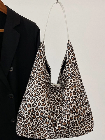 Women Suede Leopard Print Tote Bag And Small Pouch Fashion Large Capacity Shoulder Bag Urban Minimalist Casual Daily Handbag