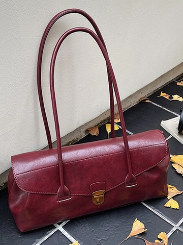 Borsa a Tracolla Quadrata in Pelle PU Retro per Donna Grande Capacità Minimalista Borsa Sottobraccio Moda Pendolare Borsa a Mano