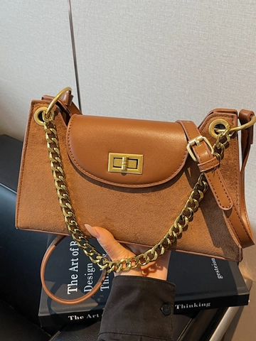 Borsa a Tracolla Retro in Pelle PU e Scamosciato Artificiale con Splicing Moda Piccola Borsa Quadrata Leopardata con Catena in Metallo e Serratura per Donna