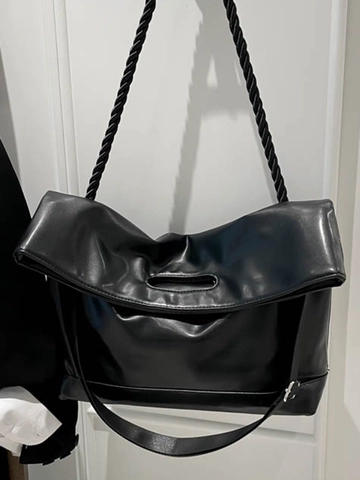 Borsa Tote da Donna Vintage in Pelle PU Grande Capacità Con Tracolla in Corda Intrecciata Borsa a Tracolla Minimalista Urbana Casual
