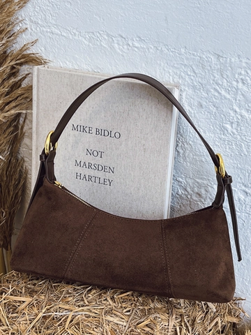 Damen Wildleder Optik PU Leder Unterarmtasche Große Kapazität Schultertasche Mit Verstellbarem Gurt Französisch Vintage Baguette Tasche