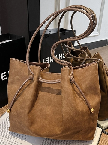 Τσάντα Tote από Δέρμα PU Μεγάλης Χωρητικότητας Γυναικεία Ρετρό Υφή Σουέντ Τσάντα Ώμου Μινιμαλιστική Τσάντα Μετακίνησης Με Εσωτερική Θήκη