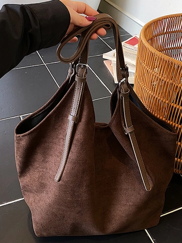 Damen Leopardenmuster Wildleder Tragetasche Große Kapazität Minimalistisch Schultertasche Vintage Wildlederimitat Handtasche Herbst Pendeltasche