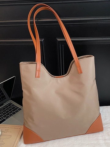Dames Minimalistische Nylon Tote Bag Grote Capaciteit Patchwork Mode Schoudertas Woon-werkverkeer Handtas Eenvoudig