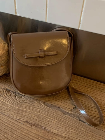 Borsa a Spalla Quadrata in Pelle PU Marrone Vintage Con Fiocco Elegante Borsa a Tracolla Retro Per Cellulare Donna Daily