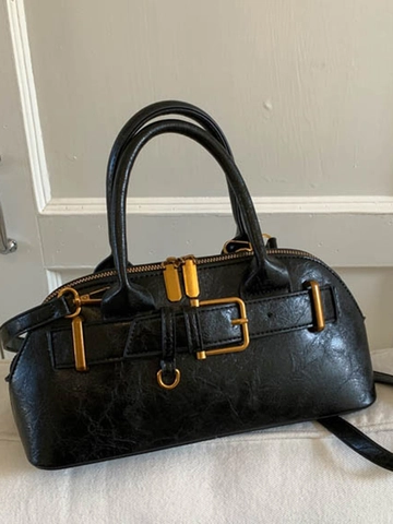Bolso de Hombro de Cuero PU Retro para Mujer Bolso de Mano Boston Vintage Color Sólido Elegante Bolso Cruzado Uso Diario