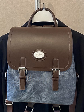 Vintage Patchwork PU Lederen Rugzak Voor Vrouwen Grote Capaciteit Preppy Stijl Schooltas Casual Woon-Werkverkeer Mode Rugzak