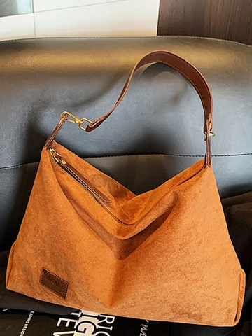 Damen Mode Große Kapazität Wildleder Schultertasche Vintage Hobo Tote Tasche Minimalistisch Lazy Style Lässig Handtasche