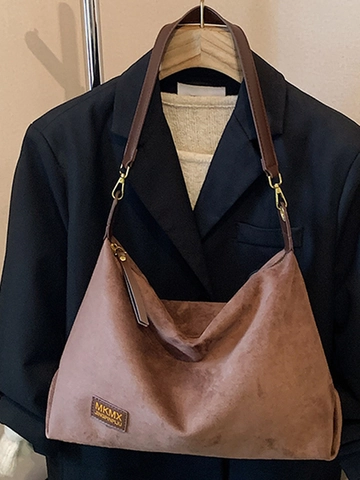 Damen Mode Große Kapazität Wildleder Schultertasche Vintage Hobo Tote Tasche Minimalistisch Lazy Style Lässig Handtasche