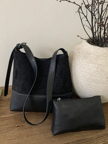 Koreanische Retro Damen Achseltasche Mit Großer Kapazität Herbst Mode Patchwork PU Leder Beuteltasche Schultertasche Pendler Tote