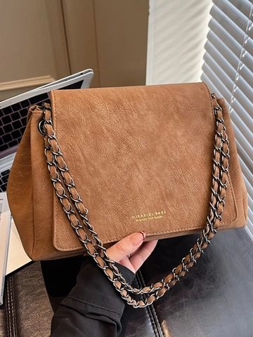 Retro PU Leder Kette Unterarmtasche Für Damen Minimalistischer Urbaner Stil Pendler Umhängetasche Vintage Textur Quadratische Handtasche