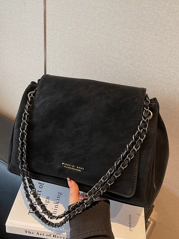 Retro PU Leder Kette Unterarmtasche Für Damen Minimalistischer Urbaner Stil Pendler Umhängetasche Vintage Textur Quadratische Handtasche
