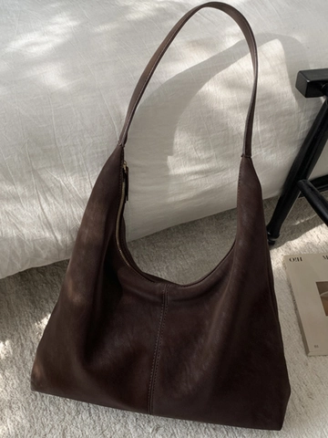 Grand Sac Hobo Vintage pour Femme Sac à Épaule Minimaliste en Cuir PU Sous le Bras Automne Hiver Sac Cabas Décontracté Chic