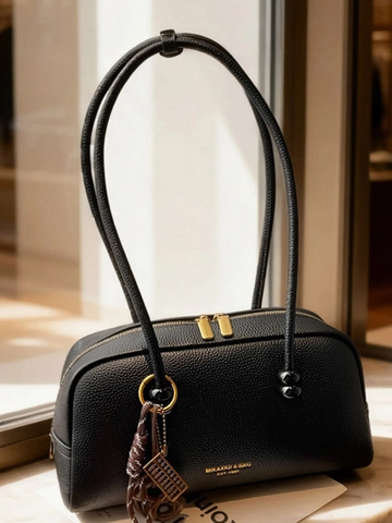 Vintage Damen Schultertasche Mit Großer Kapazität PU Leder Litschitextur Pendler Mode Reißverschluss Unterarmtasche Handtasche