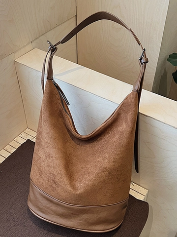 Damen Große Kapazität Wildleder Kunstleder Gespallten Umhängetasche Retro Urban Hobo Tote Für Den Täglichen Pendelverkehr