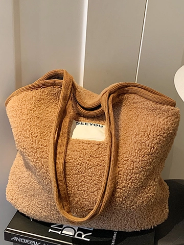 Damen Retro Tote Tasche Große Kapazität Kariert Wollstoff Schultertasche Mit Stickerei Herbst Winter Casual Fashion Handtasche