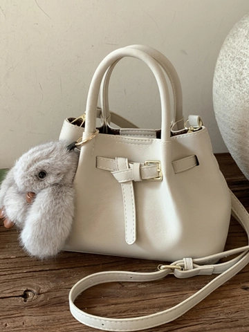Borsa Tote da Donna Retro in Pelle PU Opaca Grande Capacità Borsa a Tracolla Con Cuciture a Contrasto e Fibbia Decorativa