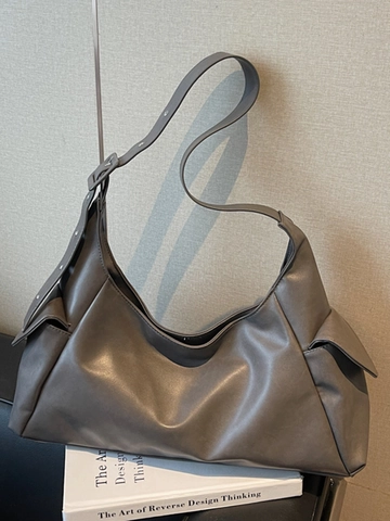 Women Large Capacity PU Leather Hobo Shoulder Bag Minimalist Solid Color Underarm Bag For Daily Commute Versatile Tote Bag