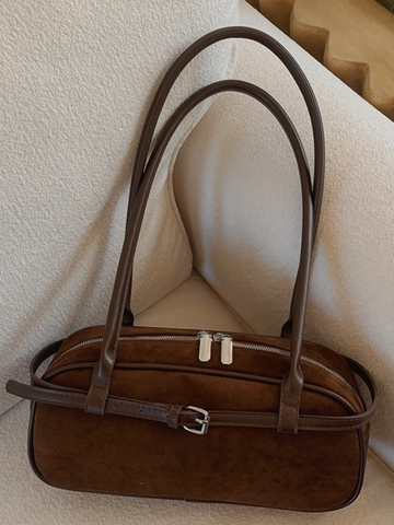 Bolso Baguette de Cuero PU Esmerilado Retro Para Mujer Minimalista Urbano Color Sólido Debajo del Brazo Bolso de Hombro