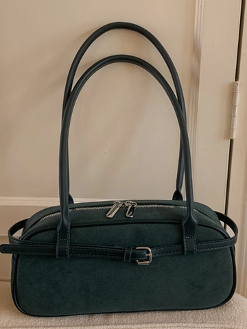 Bolso Baguette de Cuero PU Esmerilado Retro Para Mujer Minimalista Urbano Color Sólido Debajo del Brazo Bolso de Hombro