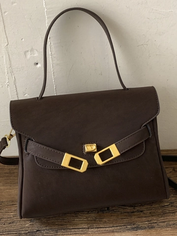 Retro Women's Large Capacity PU Leather Shoulder Bag Vintage Stitching Patchwork Crossbody Bag With Golden Buckle Bag
