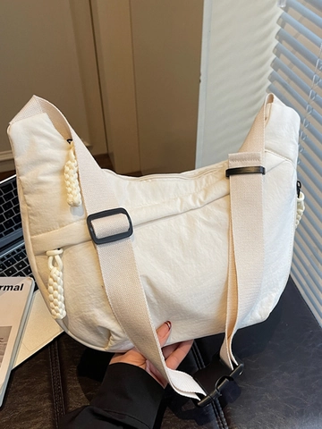 Large Capacity Canvas Dumpling Bag For Women Casual Commute Shoulder Bag Lightweight Sport Crossbody Crescent Bag Urban Simple Bag