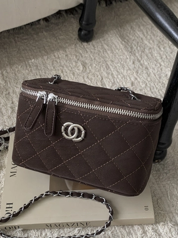 Borsa a Tracolla da Donna alla Moda Trapuntata con Catena in Pelle PU Stile Minimalista Retro Piccola Borsa Quadrata