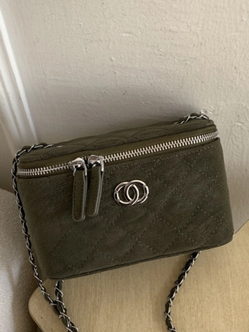 Borsa a Tracolla da Donna alla Moda Trapuntata con Catena in Pelle PU Stile Minimalista Retro Piccola Borsa Quadrata