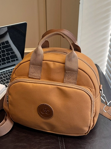 Eenvoudige Mode Canvas Kleine Vierkante Tas Urban Casual Schoudertas Voor Dames Veelzijdige Dagelijkse Handtas Met Leren Patch
