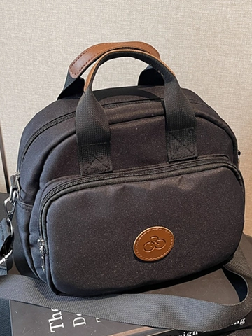 Eenvoudige Mode Canvas Kleine Vierkante Tas Urban Casual Schoudertas Voor Dames Veelzijdige Dagelijkse Handtas Met Leren Patch