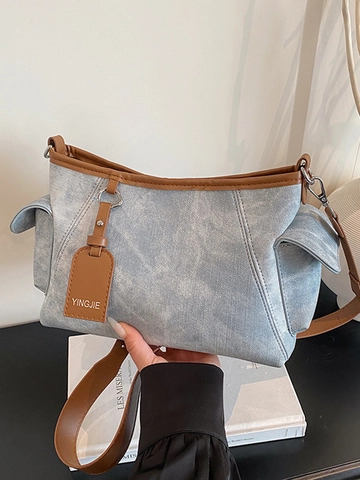 Dames Vintage PU Leer Okseltas Grote Capaciteit Minimalistisch Schoudertas Met Verstelbare Riem Casual Tote