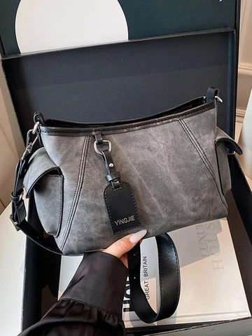 Dames Vintage PU Leer Okseltas Grote Capaciteit Minimalistisch Schoudertas Met Verstelbare Riem Casual Tote