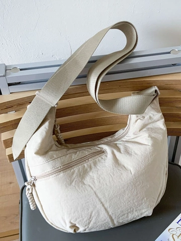 Women Nylon Hobo Shoulder Bag Large Capacity Crossbody Dumpling Bag Minimalist Casual Commute Tote Bag With Wide Strap