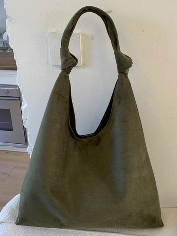 Minimalist Women Large Capacity PU Leather Tote Bag Fashion Commute Shoulder Bag With Knotted Strap Slouchy Hobo Bag