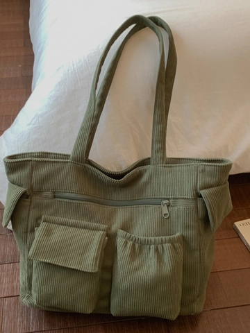 Stylish Women Large Capacity PU Shoulder Bag Minimalist Casual Commuter Tote Handbag With Multi Pockets Zipper Closure
