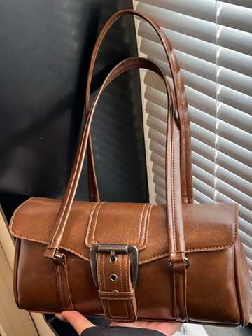 Borsa Sottobraccio in Pelle PU Vintage da Donna Grande Fibbia in Metallo Doppie Tracolle Borsa a Tracolla Elegante Nicchia