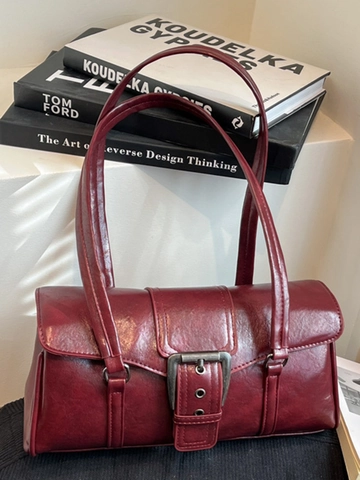 Borsa Sottobraccio in Pelle PU Vintage da Donna Grande Fibbia in Metallo Doppie Tracolle Borsa a Tracolla Elegante Nicchia