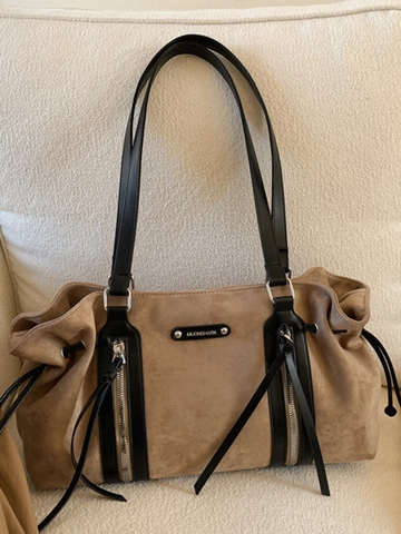 Bolso de Hombro de Gran Capacidad para Mujer Vintage Aspecto de Gamuza Cuero de PU Bolso Tote Urbano Simple Casual de Axila para Diario