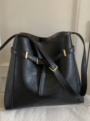 Women Large Capacity PU Leather Shoulder Bag Urban Minimalist Tote Bag With Stitching Detail For Daily Work Commute