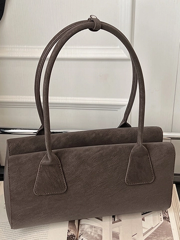 Bolso de Hombro Retro de Cuero PU para Mujer Minimalista Gran Capacidad Estilo Coreano Bolso de Mano de Trabajo Color Sólido Elegante