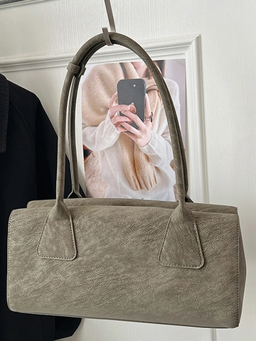 Bolso de Hombro Retro de Cuero PU para Mujer Minimalista Gran Capacidad Estilo Coreano Bolso de Mano de Trabajo Color Sólido Elegante