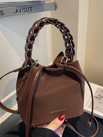 Minimalistische Beuteltasche Damen PU-Leder Retro Geflochtener Griff Umhängetasche Mode Täglich Pendeln Handtasche Schultertasche